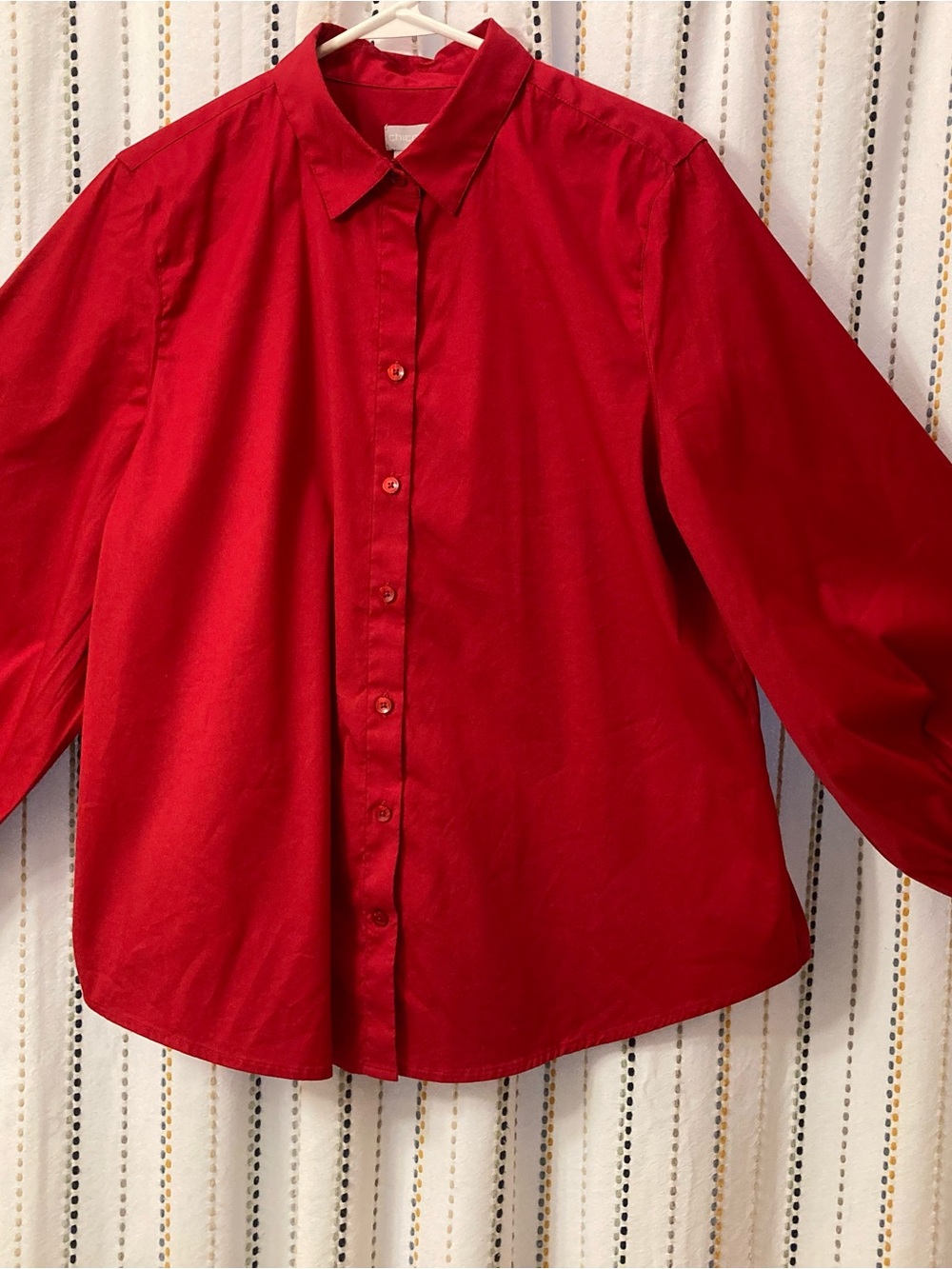 Chico's Bright Red Button-Down Shirt size 3